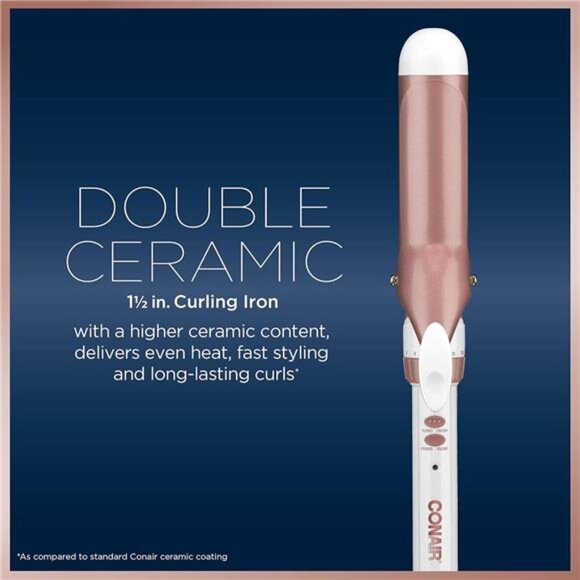 Double Ceramic 1 1/2-Inch Curling Iron, 1 ½ inch barrel produces soft - Picture 10 of 16